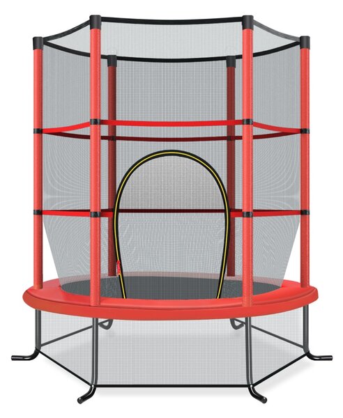 Costway Tappeto elastico per bambini con rete di sicurezza in acciaio resistente, Tappeto elastico con struttura Rosso