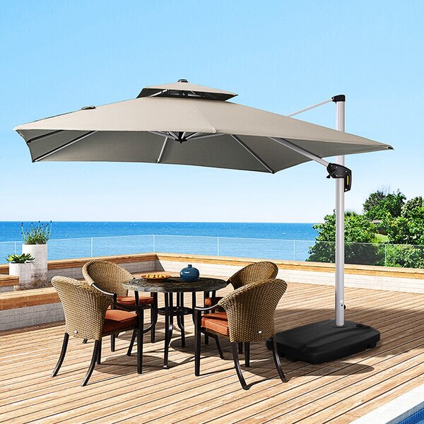 Costway Base portatile riempibile con acqua e sabbia per ombrellone, Stand resistente con ruote per ombrellone Nero