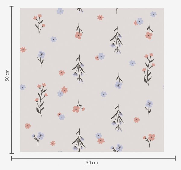 Carta da parati Piccoli fiori nei toni del rosa pallido e dell'azzurro su sfondo crema, Parati classici in stile boho, a00110 : Uwalls.it