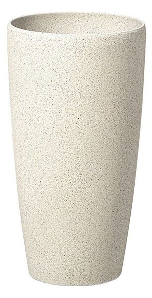 Vaso per fiori Fioriera alta in pietra beige 42 x ø 23 cm Accessori decorativi per interni e esterni moderni e minimalisti Beliani