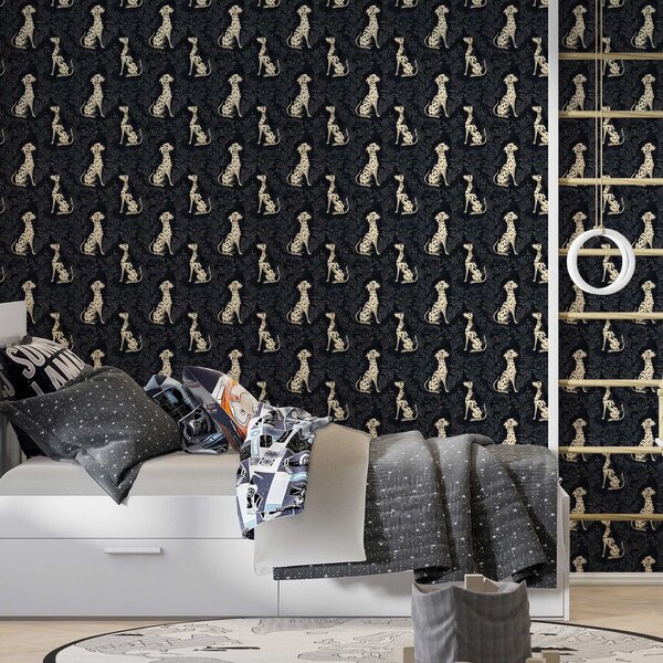 Carta da parati Dalmata su sfondo scuro, Parati classici in bianco e nero, a00121 : Uwalls.it