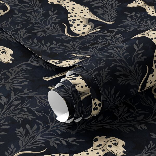 Carta da parati Dalmata su sfondo scuro, Parati classici in bianco e nero, a00121 : Uwalls.it