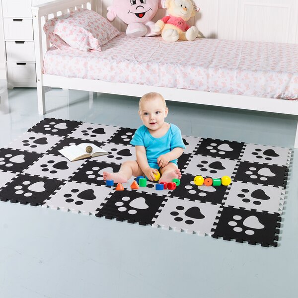 Costway Puzzle da pavimento 24 pezzi per bambini Tappetino pavimento in EVA ecologico 30x30cm