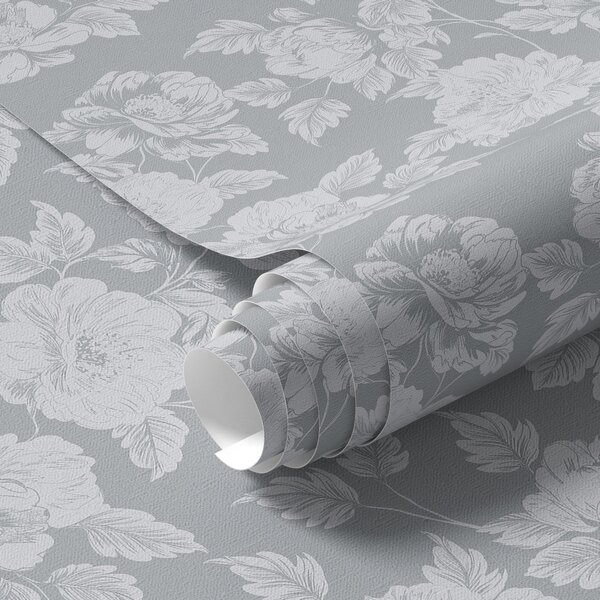 Carta da parati Fiori chiari su sfondo grigio, Parati fiori e piante classici, Parati classici Fiori Peonie, a00129v1 : Uwalls.it