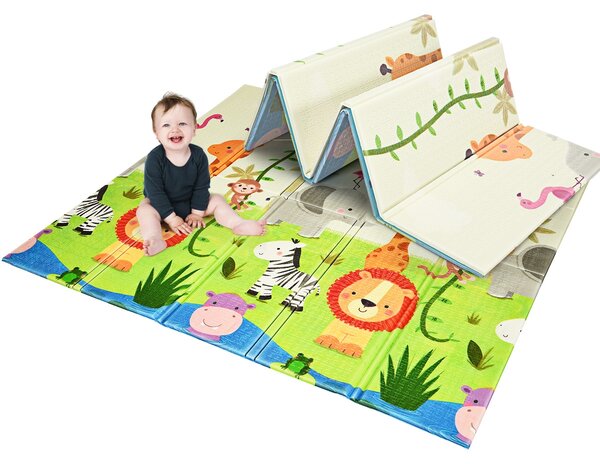 Costway Tappetino da gioco ampio e impermeabile per bambini, Tappetino pieghevole e reversibile per gattonare