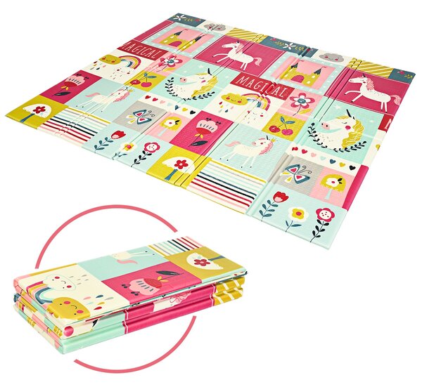 Costway Tappetino da gioco pieghevole per bambini, Tappetino reversibile per gattonare
