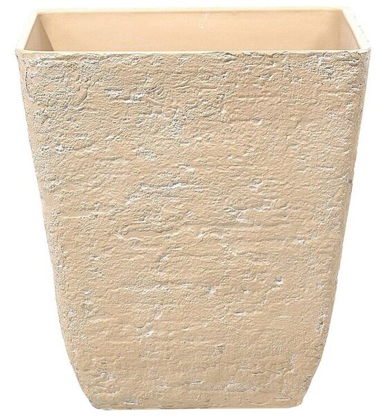Vaso per piante in poliresina in pietra beige 49 x 49 x 53 cm per interni ed esterni quadrato Beliani