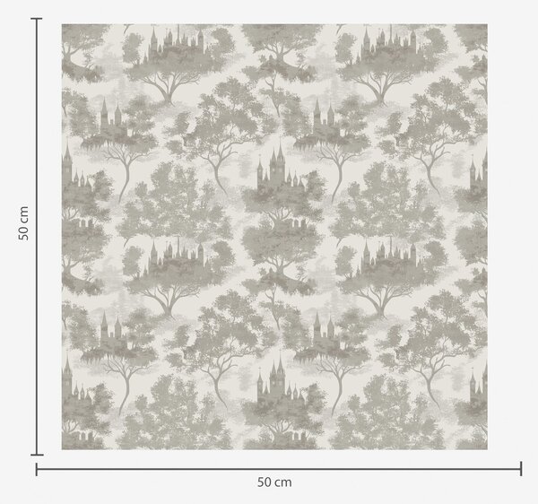 Carta da parati Castello nella foresta in stile grigio e beige, Parati foresta classici, Parati classici Bosco Alberi, a00130 : Uwalls.it