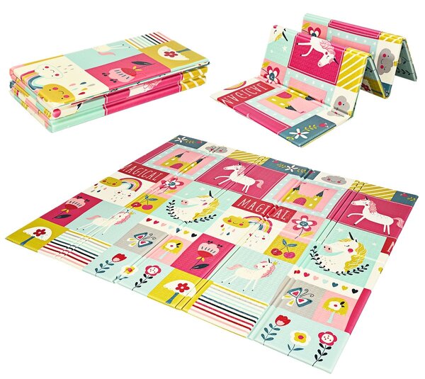 Costway Tappetino da gioco pieghevole per bambini, Tappetino reversibile per gattonare