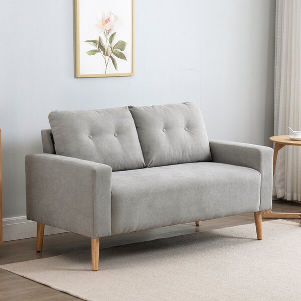 HOMCOM Divano 2 Posti Compatto Design Moderno Stile Nordico, Schienale Trapuntato, Colore Grigio|Aosom