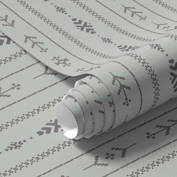 Carta da parati Motivo etnico con motivi nei colori grigio e menta, Parati geometrica classici, Parati geometrica a righe classici, a00138 : Uwalls.it