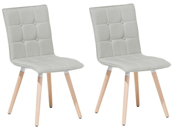 Set di 2 sedie da pranzo rivestimento in tessuto grigio chiaro gambe in legno chiaro stile moderno eclettico Beliani