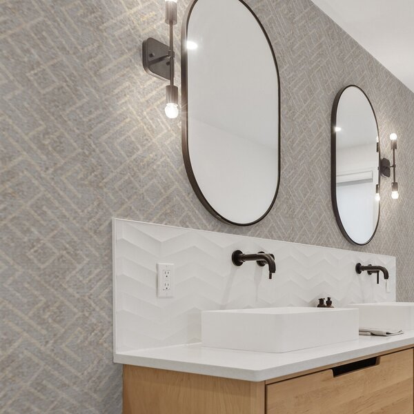 Carta da parati Motivo retrò su sfondo grigio e beige, Parati classici in stile scandinavo, a00142 : Uwalls.it