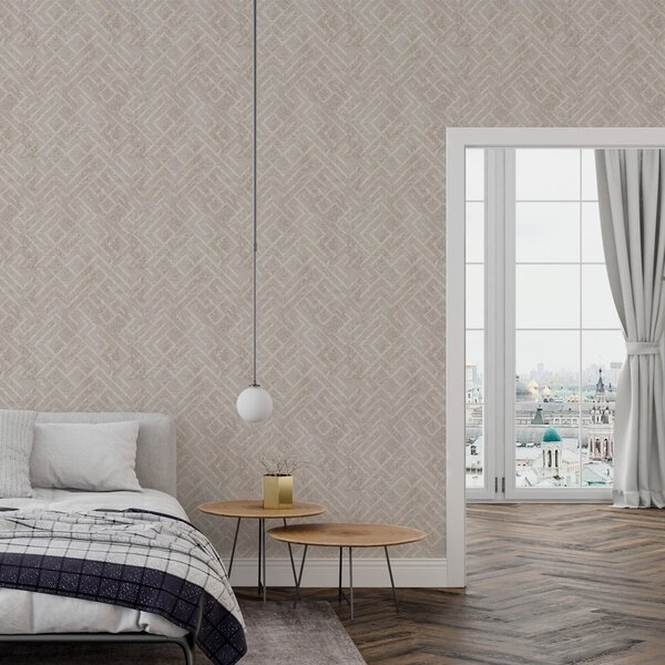 Carta da parati Motivo retrò su sfondo grigio e beige, Parati classici in stile scandinavo, a00142 : Uwalls.it
