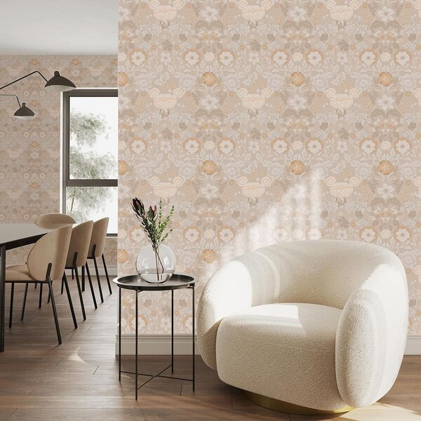 Carta da parati Stampa floreale beige in una palette di colori pastello, Parati classici Rustica, a00145 : Uwalls.it