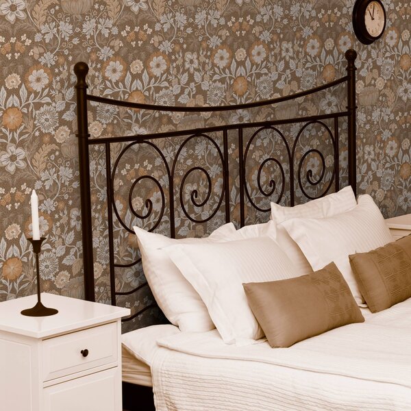 Carta da parati Composizione floreale in terracotta con ornamento, Parati classici Rustica, a00145v1 : Uwalls.it