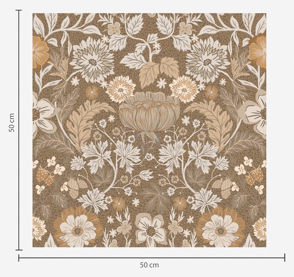 Carta da parati Composizione floreale in terracotta con ornamento, Parati classici Rustica, a00145v1 : Uwalls.it