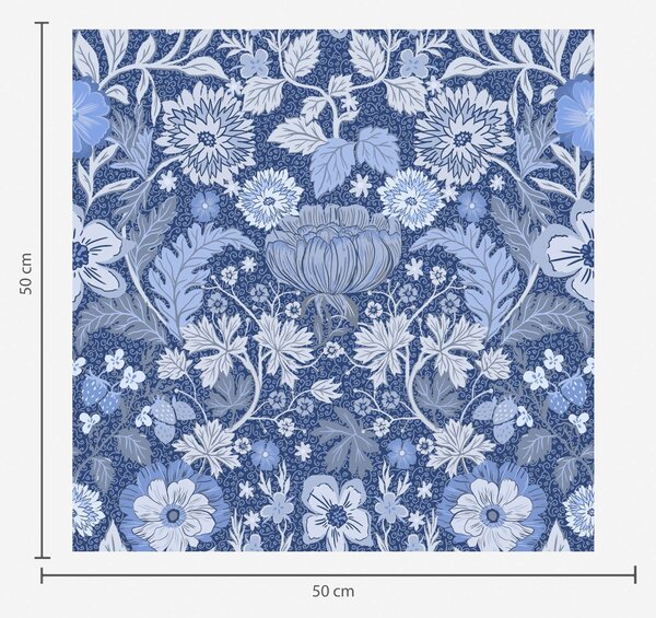 Carta da parati Stampa botanica blu in stile vintage, Parati classici in stile inglese, a00145v2 : Uwalls.it