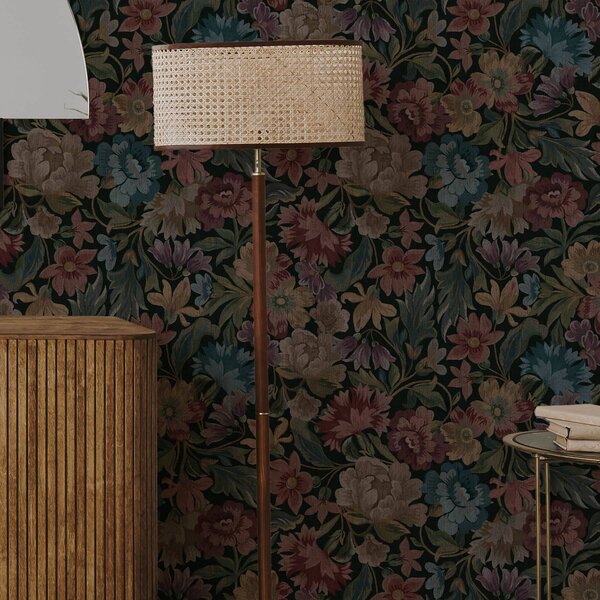 Carta da parati Struttura ad arazzo con fiori colorati, Parati fiori e piante classici, a00146 : Uwalls.it