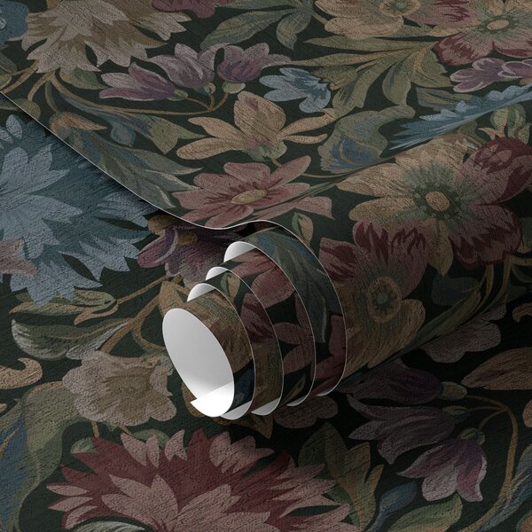 Carta da parati Struttura ad arazzo con fiori colorati, Parati fiori e piante classici, a00146 : Uwalls.it