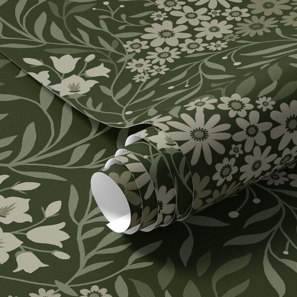 Carta da parati Simmetria floreale con fiori su sfondo scuro, Parati fiori e piante classici, a00153 : Uwalls.it