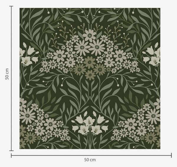 Carta da parati Simmetria floreale con fiori su sfondo scuro, Parati fiori e piante classici, a00153 : Uwalls.it