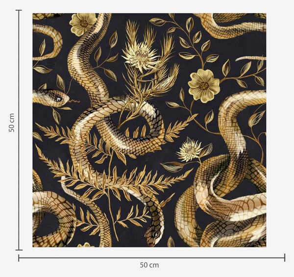 Carta da parati Serpenti e fiori su sfondo scuro, Parati fiori e piante classici, a00158 : Uwalls.it