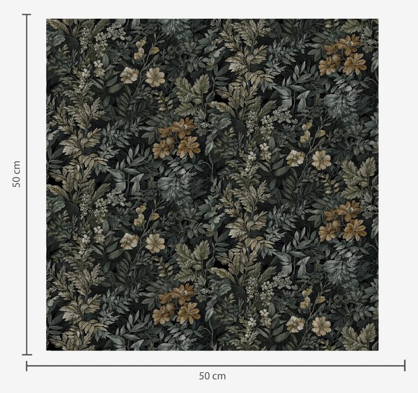 Carta da parati Stampa scura con fiori di campo, Parati fiori e piante classici, a00159 : Uwalls.it