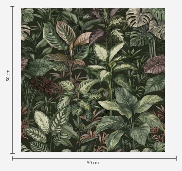 Carta da parati Verde tropicale in stile vintage botanico, Parati fiori e piante classici, a00165 : Uwalls.it