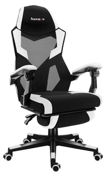 Sedia da gioco Huzaro Combat 3.1 White - inclinazione di 135°, poggiapiedi estensibile, poggiatesta integrato, traspirante, fino a 150 kg, SGS