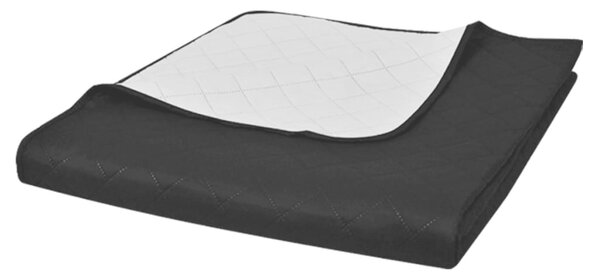 130886 Double-sided Quilted Bedspread Black/White 170 x 210 cm