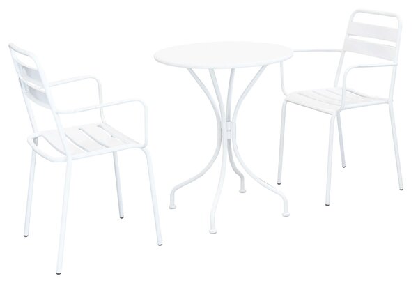 ROMANUS - set tavolo in metallo cm Ø 60 x 71h con 2 poltrone Romanus