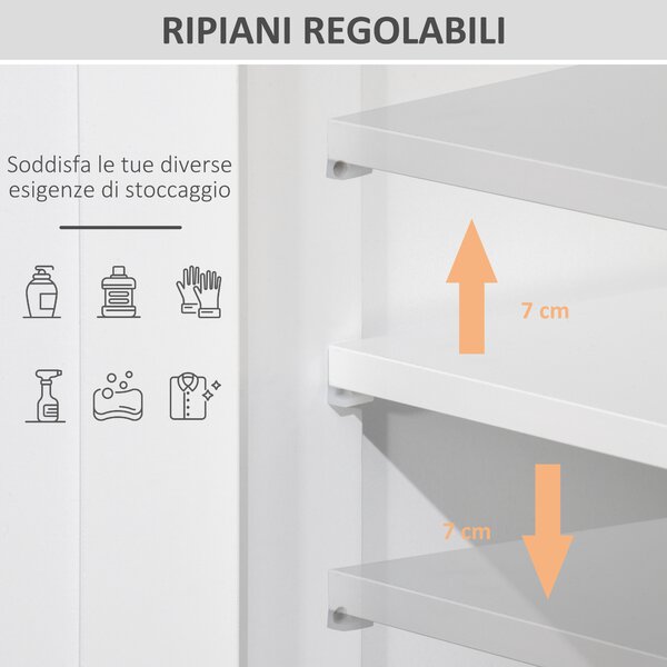 Kleankin Mobiletto Bagno Salvaspazio con Armadietto, 2 Cassetti e Mensola, in MDF, 60x30x108.8cm, Bianco|Aosom