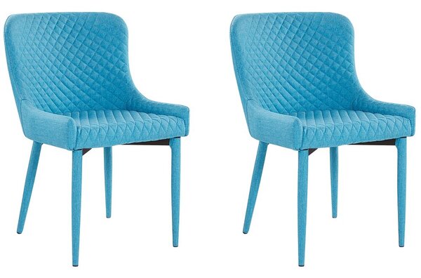 Set di 2 sedie da pranzo con rivestimento in tessuto blu stile eclettico glamour Beliani