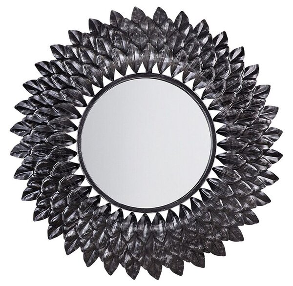 Specchio da parete argento 70 cm rotondo a forma di sole Beliani