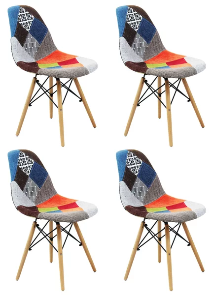 JULIETTE - sedia stile nordico patchwork con gambe in legno set da 4