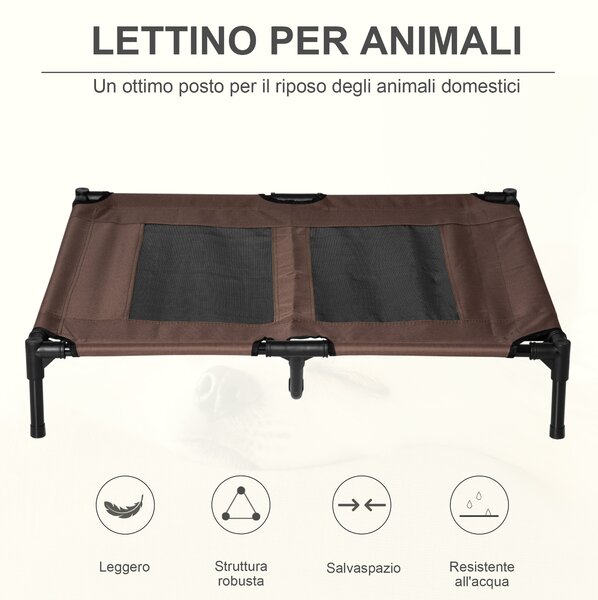PawHut Brandina per Cani in Metallo e Tessuto Oxford Traspirante, 92x76x18cm Marrone e Nero|Aosom