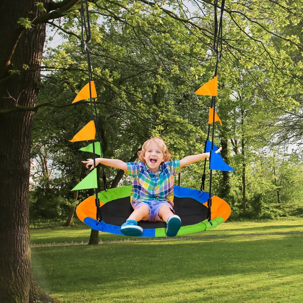 Outsunny Altalena Rotonda a Nido per Bambini di +3 Anni per Giardino, Esterni, Interni, Cameretta, Multicolor Φ100x120-180Acm|Aosom