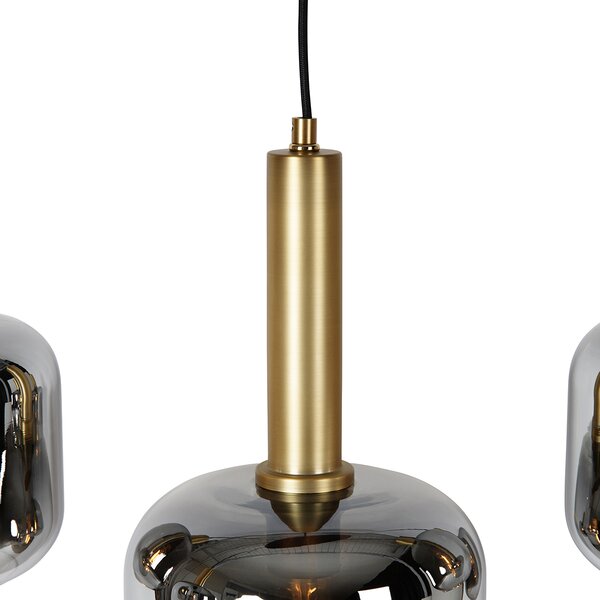 Lampada a sospensione smart nera con vetro oro e fumé ovale a 5 luci incl. 5 Wifi A60 - Zuzanna