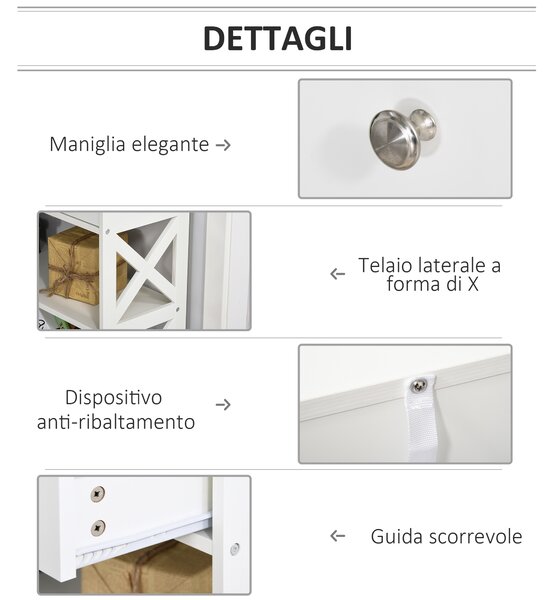 HOMCOM Tavolo Moderna Consolle da Ingresso con 2 Cassetti e 2 Mensole, Mobile da Soggiorno in MDF, 100x30.5x80cm, Bianco|Aosom Italy