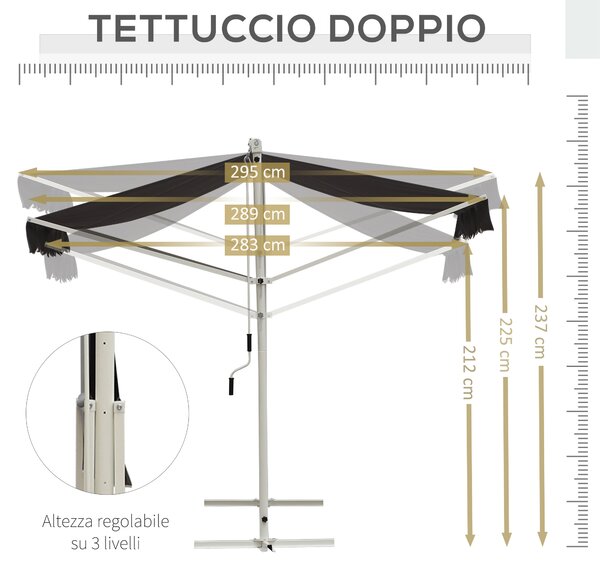 Outsunny Tenda da Sole a Caduta Autoportante, Apertura con Manovella e Inclinazione Regolabile, 295x294cm, Grigio