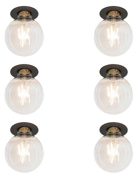 Set di 6 faretti da incasso moderni neri - Insight