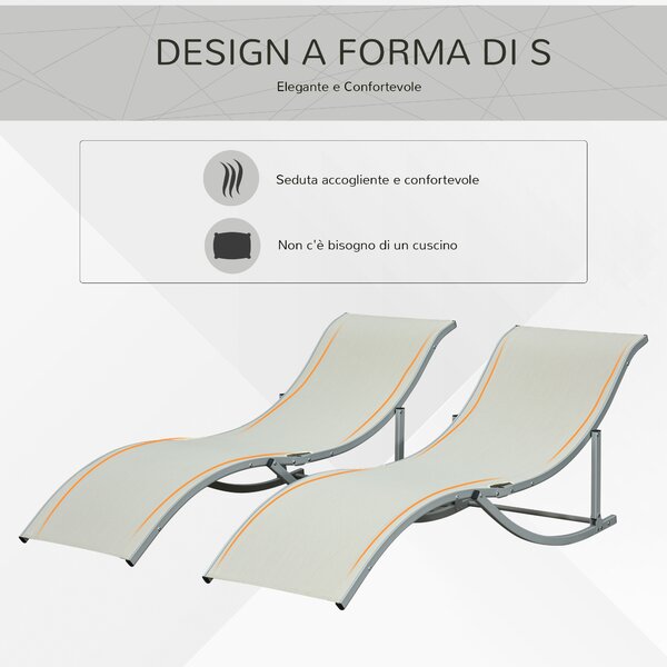 Outsunny Set 2 Sdraio da Giardino Pieghevoli, Lettino Prendisole in Alluminio e Textilene, 61x165x63 cm|Aosom