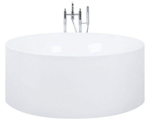 Vasca da bagno freestanding bianca sanitaria in acrilico singolo 140 cm rotonda in stile moderno Beliani