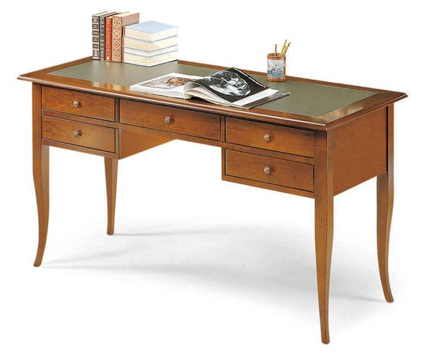 DARWIN - scrittoio piano in pelle in legno massello 150 x 75