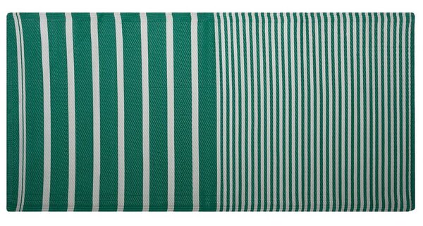 Tappeto per esterno verde opaco sintetico 90 x 180 cm a righe motivo geometrico ecologico moderno minimalista Beliani