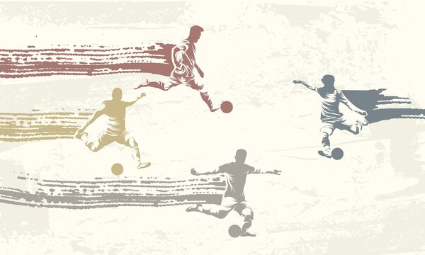 Carta da parati giocatori di calcio in stile retrò, Carta da parati per gli adolescenti, Carta da parati Calcio, w04025 : Uwalls.it