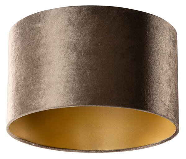 Paralume in velluto marrone con interno oro 35/35/20