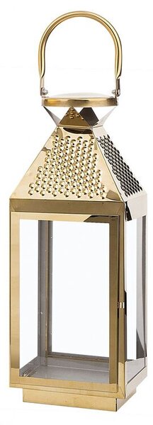 Lanterna in Metallo Ottone Acciaio Inox 40 cm Portacandele a Colonna interno esterno Beliani