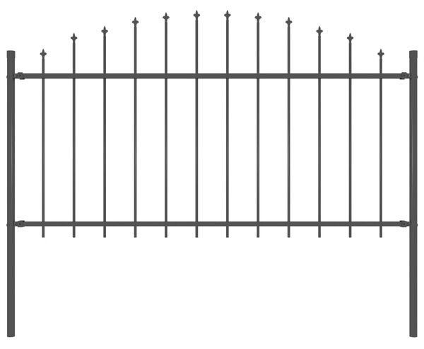 Recinzione Giardino Punta a Lancia (1,25-1,5)x1,7m Acciaio Nero